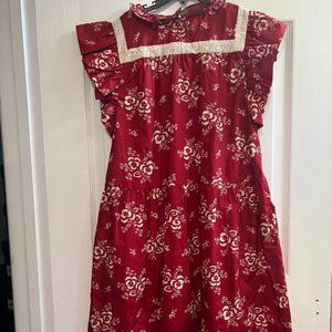 SEA Girl's Jasper Smocked Dress Red  Floral Ruffle Sleeveless